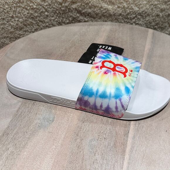 Boston Red Sox ISlide Team Rainbow Tie-Dye Motto Slide Sandals Size 11 12 New - Picture 10 of 13